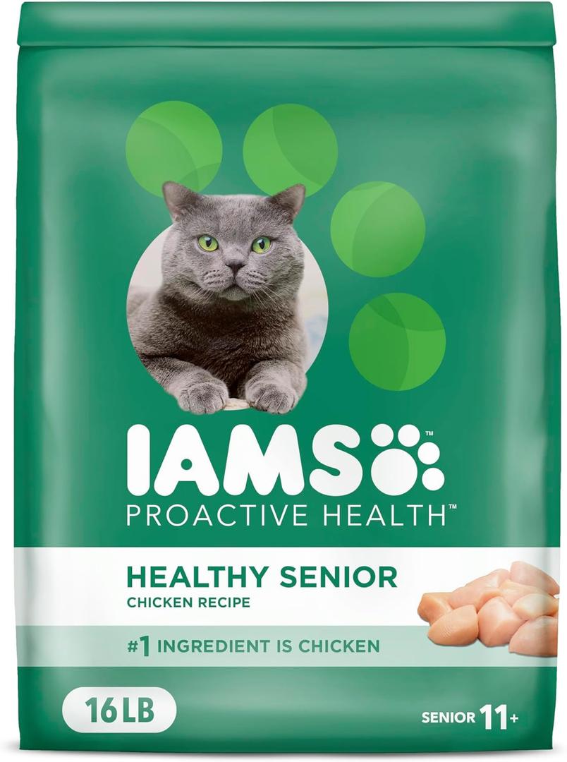 IAMS PROACTIVE HEALTH Healthy Senior Dry Cat Food with Chicken Cat Kibble, 16 lb. Bag
