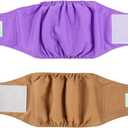 Wegreeco Washable Male Dog Belly Band (Stylish Pattern) - Pack of 2 - Washable Male Dog Belly Wrap, Dog Diapers Male (Purple and Coffee, Large)