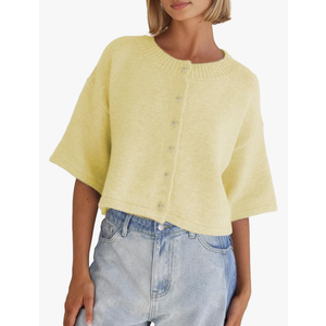 Pringrain Cardigan Sweaters for Women Lightweight Knit Cropped Cardigan Button Up Solid Knitwear, Size XL