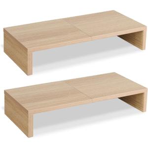 TEAMIX 2 Pack Monitor Stand Riser20 inch, Wooden Desktop Riser for TV/PC/Laptop/Printer, Cozy Monitor Riser with Storage, Computer Stand SpaceSaving, Maple