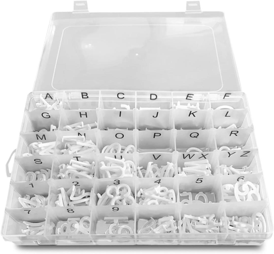 Letter Board Letters - 1 Inch Letters in Organizer Case - Pre-Cut & Sorted Plastic Characters 300 Pieces - Home-Office-School Decor - For Felt Letterboard (white)