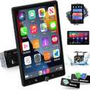 Single Din Vertical Car Stereo Rotatable 10.4 inch Touch Screen Radio with Wireless Carplay/Android Auto/EQ Audio/Bluetooth/SWC/GPS Navigation/FM Radio +Backup Camera