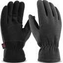 Winter Gloves for Men Women: -20F Thermal Warm Deerskin Polar Fleece Cotton Glove (Large, Grey-black)
