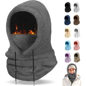 Winter Balaclava Ski Mask: Windproof Fleece Warm Face Cover Hood for Men Women Snowboarding Skiing Hiking Cycling (Gray)