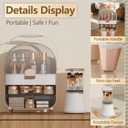 Makeup Organizer Countertop & Makeup Brush Holder with Lid 360 Rotating Clear Dustproof Skincare Holder for Vanity Bathroom Countertop, Ideal Gifts for Women, Transparent, Rose Gold