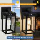 Solar Wall Lights Outdoor with 3 Lighting Modes & Motion Sensor, Solar Porch Light with 2 Bulbs, Waterproof Outdoor Wall Sconce Lantern Lamp Fixture for Garage Porch Shed Barn Yard Garden Front Door
