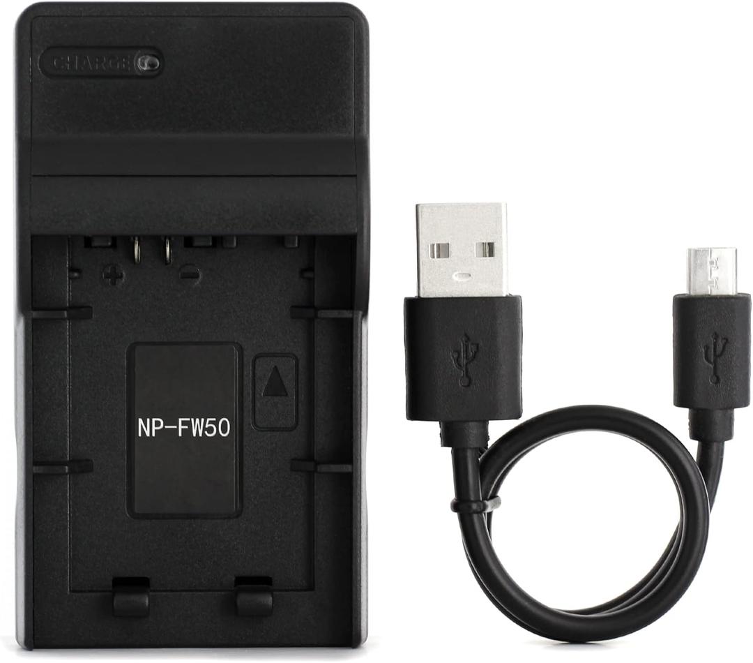 NP-FW50 USB Charger for Sony Alpha 6000, 5000, 5100, ILCE-6000, ILCE-7, NEX-5T, NEX-6, NEX-5R, NEX-7, NEX-5, NEX-3N, NEX-3, NEX-C3, SLT-A37 Camera and More