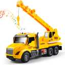 Crane Truck Toy for Kids Ages 3-7, Kids Toys Friction Powered Construction Vehicle with Extendable Arm, Rotating Crane, Lights and Sounds Birthday Gifts for Boys Girls