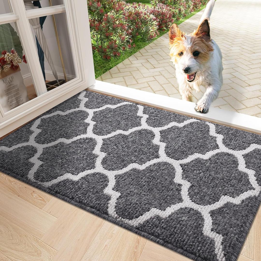 OLANLY Indoor Door Mat, 32x20, Non-Slip Absorbent Resist Dirt Entrance Mat, Washable Low-Profile Inside Floor Doormats for Entryway, Black