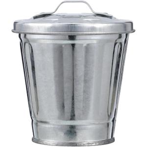 Kichvoe Table Mini Galvanized Trash Can with Lid Tiny Wastebasket Small Metal Buckets Garbage Bin Tabletop Rubbish Bin Flower Pot Pen Holder for Succulent Office