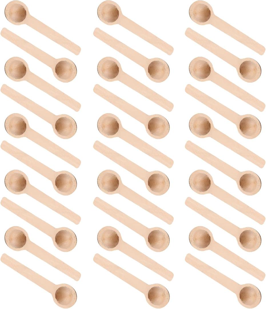 RDEXP 30 Pcs Mini Handmade Wooden Spoon 0.75" x 2.76" Cream Sugar Honey Coffee Spoons