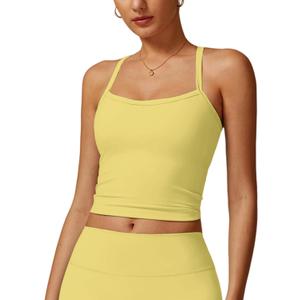 QBGJTD Womens Longline Sports Bras Cross Back Active Gym Yoga Padded Workout Crop Tank Top with Built in Bra Medium