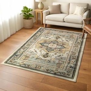 Muddy Mat® Floral Multicolor 8x10 Boho Area Rug – Washable Area Rugs for Living Room, Bedroom & Dining Room – Modern Soft Low Pile Non Slip Carpet – Pet Friendly Waterproof Foldable Rugs for Home
