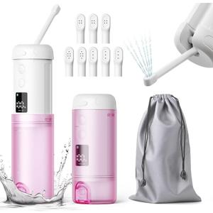 Peri Bottle with 8 Replaceable Nozzles for Travel Perineal & Post-Surgery Care & Postpartum Care-250ml (White Purple)