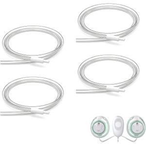 4 Pack Replacement Tubing Compatible with Elvie Stride, Breast Pump Tubing with Tube Connectors, Connect Motor Unit and Breast Shields, Durable and Easy to Clean, Replacement Pump Parts, Clear