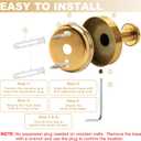 MoHern Gold Shower Hooks, 6 Pack Hooks with Hexagonal Allen Wrench, Expansion Rubber Plug, and Fastening Screw, Premium Stainless Steel Gold Towel Hook Set for Cement Walls, Marble, Wood, Brick, Tile