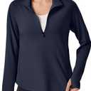 UPF 50+ Hiking Shirt for Women - 1/4 Zip Long Sleeve Sun Protection Top Lightweight & Quick Dry for Trail Running, S