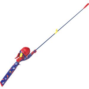 Zebco Youth 29-Inch Floating Spincast Reel and Fishing Rod Combo, Size 20 Reel, Pre-Spooled with 6-Pound Cajun Line (Blue/Red/Yellow)