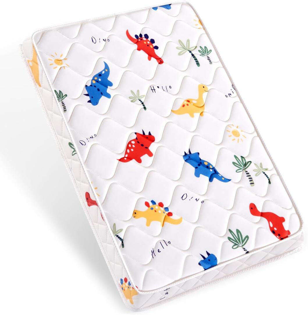 Pack and Play Mattress 38" x 26" x 1.5", Firm Support and Comfort Foam, Soft Playard Mattress for Babies and Toddlers, Baby Essentials Items (Dinosaur)