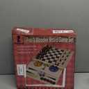 Juegoal 7-in-1 Wooden Board Game Set for Kids Adults, Tabletop Combo Classic Travel Portable Board Games (Chess, Checkers, Chinese Checkers, Backgammon, Parcheesi, Snakes and Ladders, Tic Tac Toe)