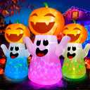 5FT Halloween Inflatables Pumpkin Ghost Built-in 3-Pattern Colorful Flashing Light, Cute Halloween Blow Up Yard Decorations for Indoor Outdoor Home/Holiday/Party/Yard/Lawn (1PCS)
