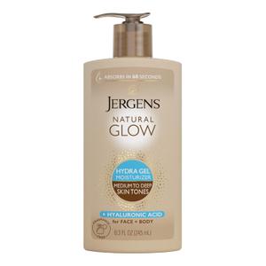 Jergens Natural Glow Hydra Gel Moisturizer, Hyaluronic Acid Tanning Lotion, Hydrating Tanning Gel, Fragrance-Free Self Tanner, 8.3 Fl Oz (White)