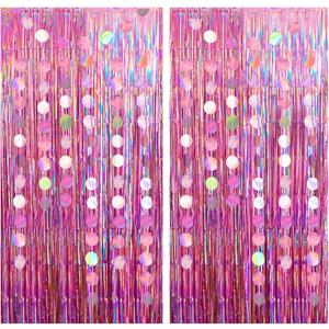 4 Pack Pink Fringe Garland with 2 Pcs Party Streamers and 2 Pcs Garlands Pink Party Decorations Tinsel Backdrop for Parties Bachelorette Princess Birthday Decorations