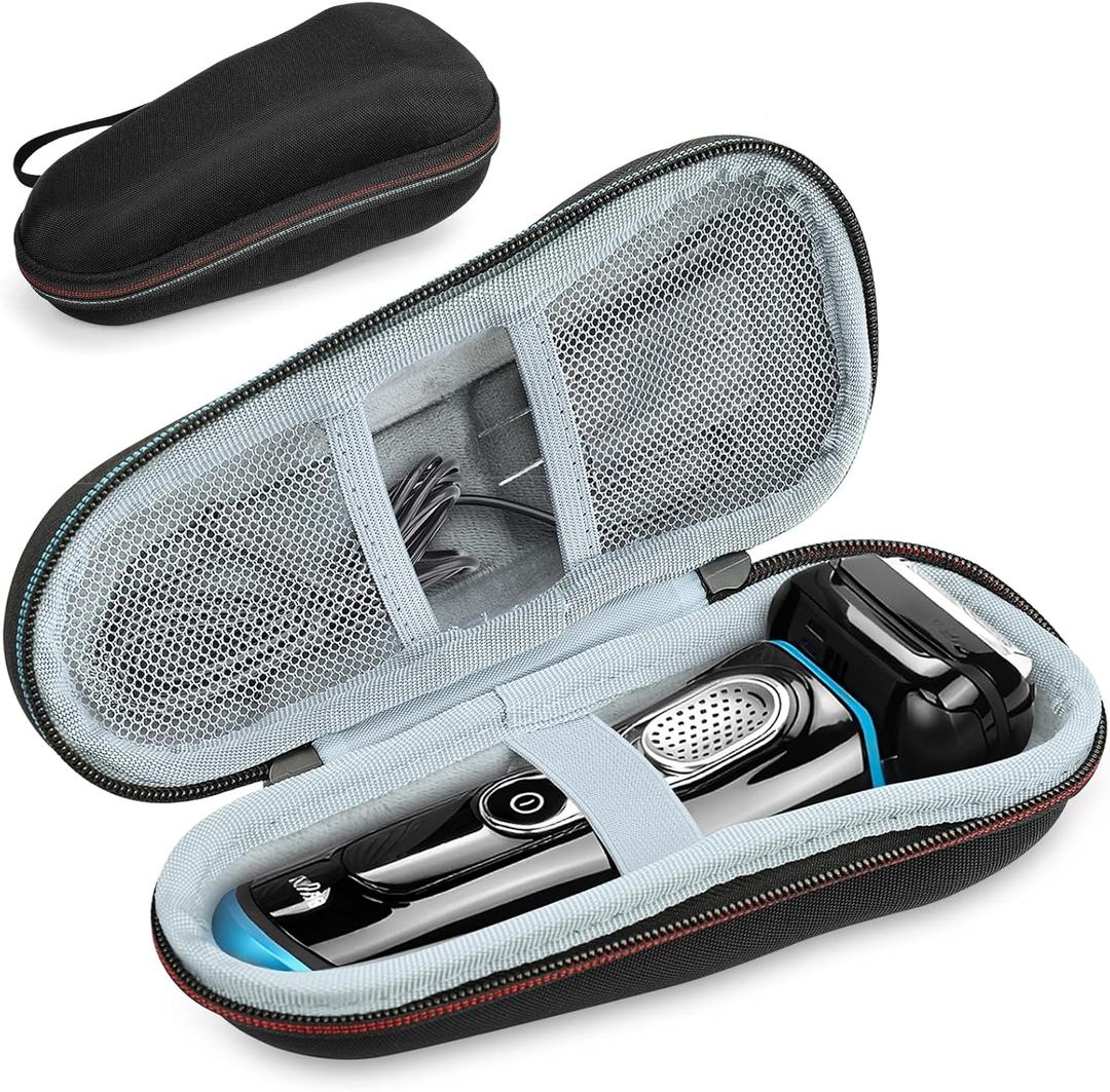 Braun Shaver Travel Case - Hard EVA Protective Holder for Series 3/5/6/7/8/9 Pro+ & All Models (Fits 3s, 5s, 7s, 8s, 9s)-Water-Resistant Men's Electric Razor Storage Pouch for Gym & Vacation (Black)