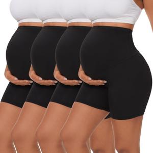 Dalavch 3/4 Pack Women's Maternity Yoga Shorts Over The Belly Pregnancy Biker Workout Active Athletic Pregnant Shorts 5 (X-Large)