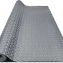 4x6FT Garage Floor Mat, 2.8mm Thickened Flooring Roll for Under Car, Golf Cart Parking Mat, Diamond Plate PVC Rubber Motorcycle Mat, Non-Slip Floor Protector for Garage Warehouse Trailer, Grey