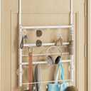 Consumest Over The Door Organizer - 4 Tier Door Hanger Hooks for Hanging Clothing, 24 Inches Long Coat Hanger for Bedroom, Bathroom, Laundry or Dorm Room, White