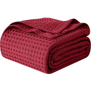 Elegant Comfort Premium 100% Cotton Waffle Blanket - Lightweight Breathable Waffle Weave Bed Blanket - Soft and Warm All Season Blanket for Couch, Sofa and Bed, King Size 90x108 Inches, Burgundy Elegant Comfort Premium 100% Cotton Waffle Blanket - Lightweight Breathable Waffle Weave Bed Blanket - Soft and Warm All Season Blanket for Couch, Sofa and Bed, King Size 90x108 Inches, Burgundy