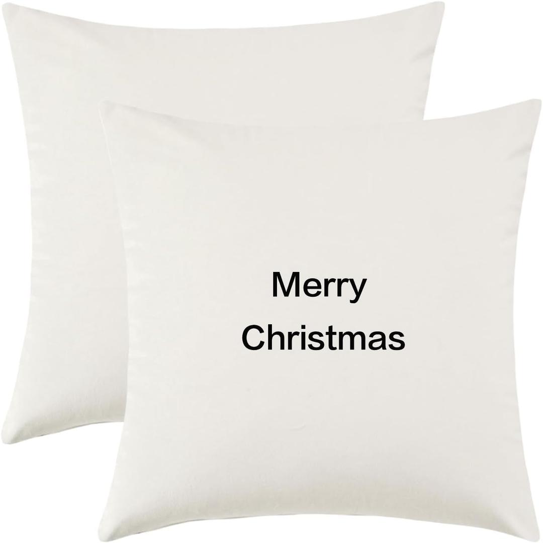 Christmas Decorative Throw Pillow Cover, Red Joy Xmas Pillowcase for Christmas Home Decoration Winter, Pack of 2 (Joy, 16 x 16 Inch)