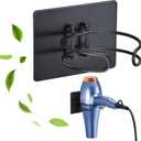 Hair Dryer Holder Wall Mounted, Hairdryer Holder for Bathroom, Blow Dryer Holder, Hair Tool Organizer for Hair Dryer Hanger Storage, Adhesive Blow Dryer Organizer (Black)