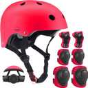 Adjustable Kids Helmet with Knee Pad, Elbow Pads & Wrist Guards - Toddler Bike Helmets for Ages 8-14 Years - Perfect for Skating, Biking, Cycling, and Skateboard - for Boys and Girls M