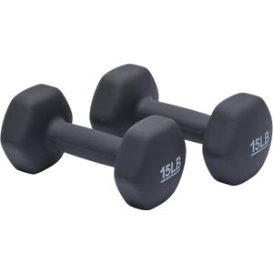 Amazon Basics Neoprene Dumbbell Hand Weights, 15 Pounds, Pair, Dark Grey