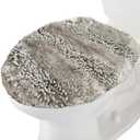 Soft Chenille Microfiber Bathroom Toilet Lid Cover, Machine Washable Seat Covers, 22.8 x 19.7'', Stays in Place Rubber Backing, Fits Most Round, Elongated and Oblong Lids, Accessories Decor