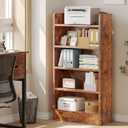 ALISENED 5-Tier Bookcase, Open Bookshelves and Bookcases with Storage Shelves, Floor Standing Unit, Display Storage Shelves for Bedroom Library Living Room Home Office, Brown, Large