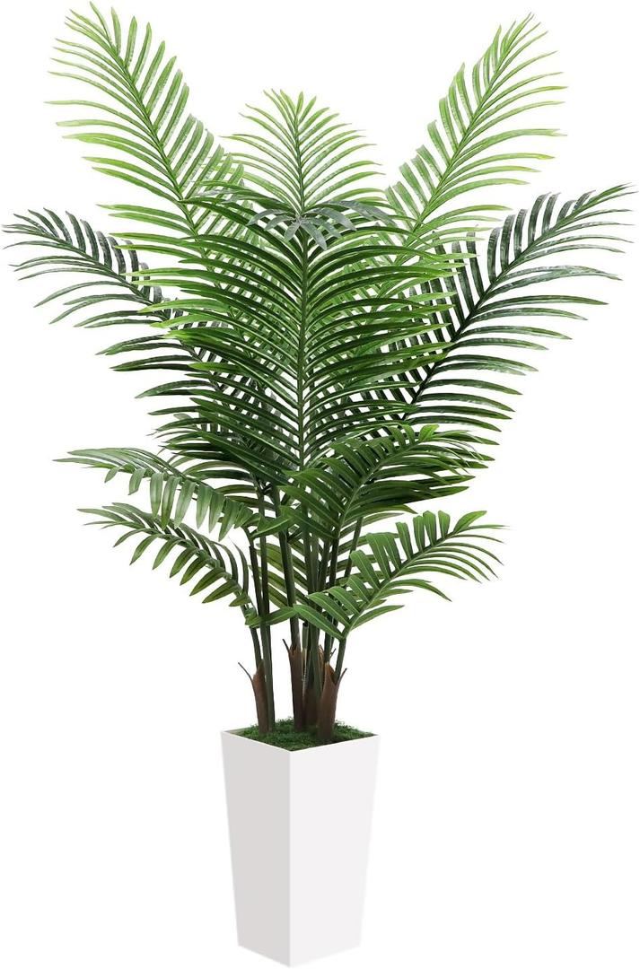 5FT Fake Plant Artificial Palm Tree Indoor Decor  Faux Plants Indoor Tall with White Planter  Artificial Tree Floor Plant for Living Room Office Home