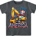 Kids4ever Boys T-Shirts Cotton Alphabet Truck Pattern Short Sleeve Toddler Tee Shirt for 2-6 Years Old (4th of July-1)