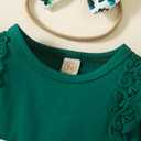 Noubeau Infant Baby Girl St.Patrick's Day Dress Ruffle Long Sleeve Romper Top Lucky Clover Print Skirt Outfits+Headband(Green-1,9-12 Months)