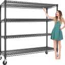GAOMON 2640LBS Metal Shelving Unit with Wheels, 59"W 4-Tier Garage Storage Shelves Heavy Duty, Adjustable Rolling Storage Wire Rack Shelf for Pantry Room, Workshop, Home, Commercial,17.7"D*59"W*71"H