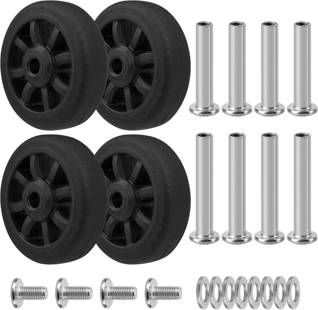 4pcs Luggage Wheels Replacement OD 50mm, Suitcase Swivel Casters, Wear Resistant Rubber Repair Wheels Black, PF08