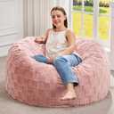 Hobestluk Bean Bag Chairs Beanbag Chair with Filler Adult Bean Bags with Fluffy Plaid Cover, Giant Bean Bag Chairs for Adults for Living Room, Bedroom (Pink, 3FT - 36 x 36 x 22)