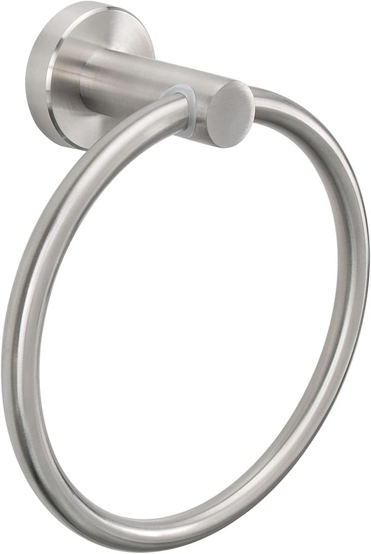 NearMoon Bath Towel Ring, Bathroom Hardware Accessories- Thickened Stainless Steel Hand Towel Holder for Bathroom, Modern Round Towel Hanger Wall Mounted (Brushed Nickel, 1 Pack)