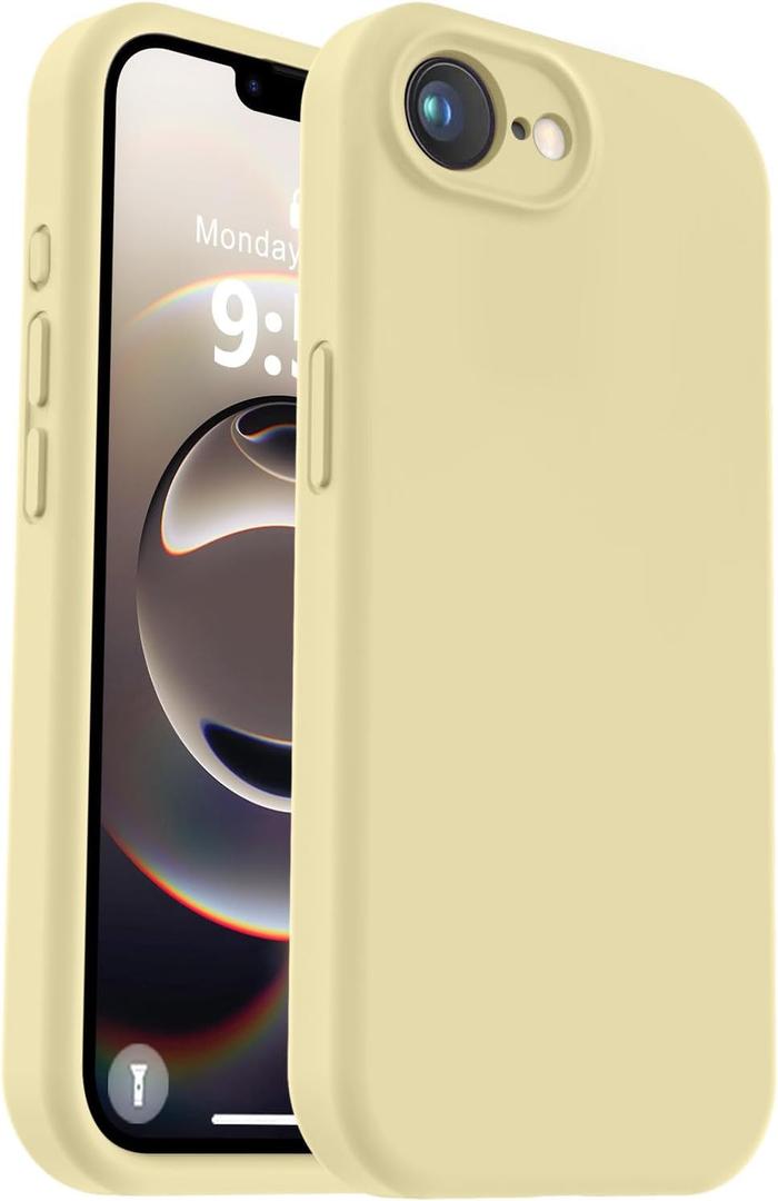 Vooii Compatible with iPhone 16e Case, Liquid Silicone Upgrade [Camera Protection] [Soft Anti-Scratch Microfiber Lining] Shockproof Phone Case for iPhone 16e 6.1 inch - Creamy Yellow