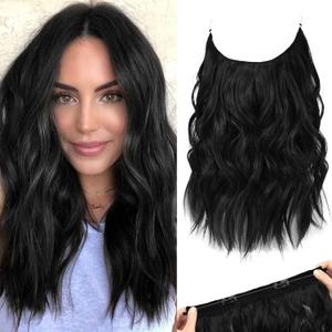 REECHO Invisible Wire Hair Extensions with Thinner Softer Lace Weft (Black, 12 Inch (Pack of 1))