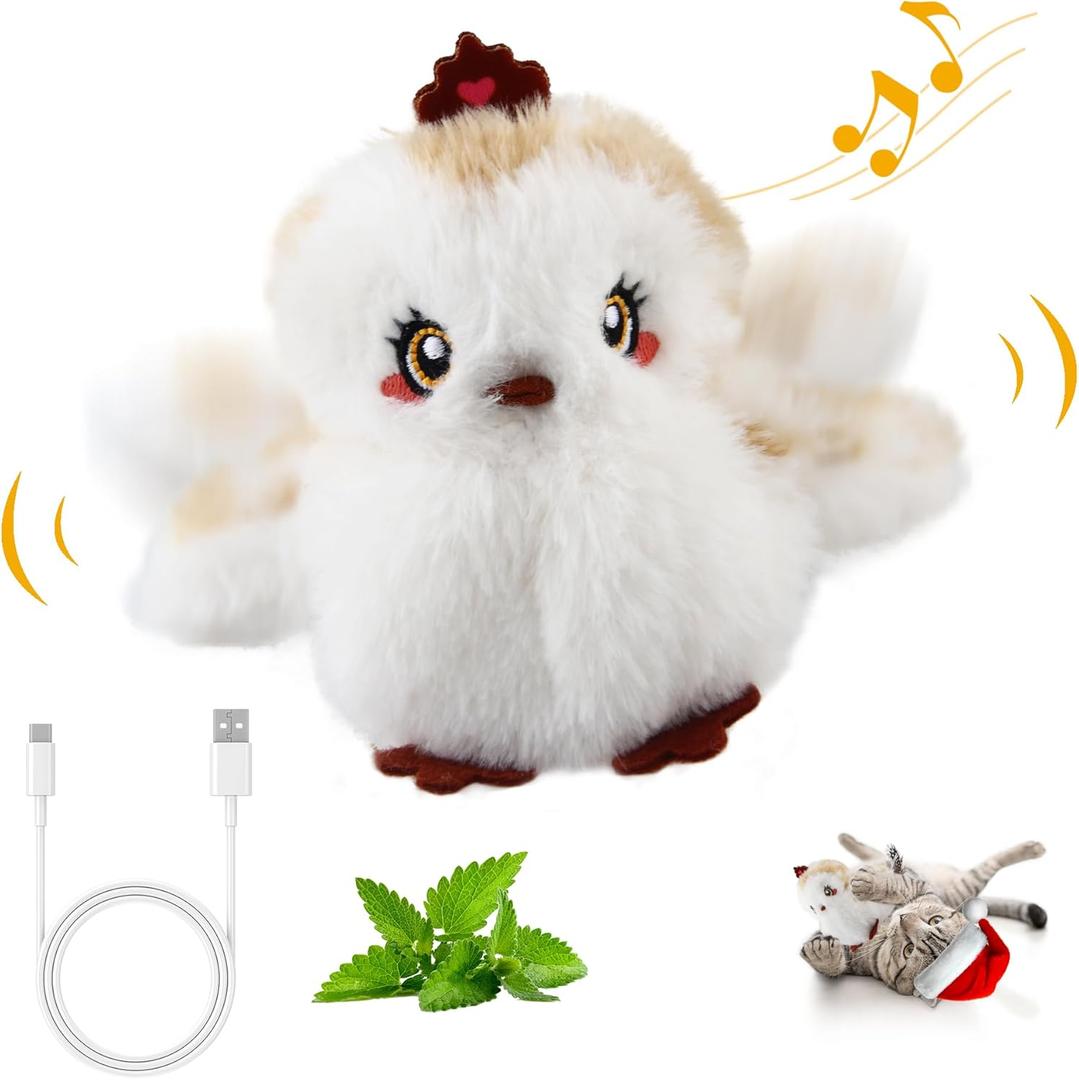 Gigwi Interactive Flapping Cat Toys Catnip, Electronic Flappy Toys Motion Activated, Automatic Cat Toys for Indoor Cats, USB Rechargeable Cat Enrichment Toy for Hunting and Kicker, Bird Princess (Medium)
