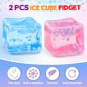 Chridark Ice Cube Fidget Toy for All Ages: 2 Pack Sensory Squishy Fidget Toys, Square Stress Balls, Classroom Prizes, Anxiety Relief Stress Cube Gift for Kids Teens Adults