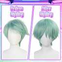 BESTBEL+Hair Cap Short Mint Green Wig for Men Short Cyan Wig for Male Shorts Green Wigs Green Anime KP Stage Outfits for Men Halloween Party Cosplay